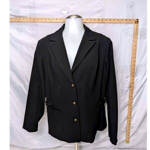 Estelle and Finn Black Cotton Blend 3-Button Blazer Jacket Style 1502 Women's 14